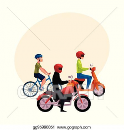 Vector Stock - Motorcycle, scooter and bicycle drivers ...
