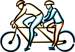 Cyclists Ride Tandem Bicycle - Vector Image