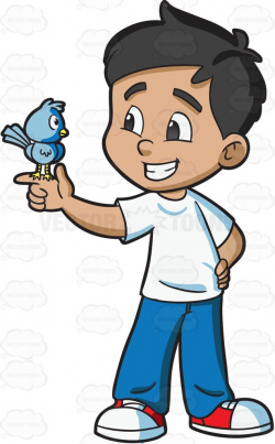 A boy looking at his pet bird #cartoon #clipart #vector ...