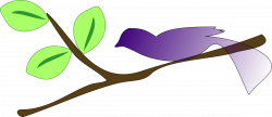 Clipart - A gradient blue bird on a tree branch