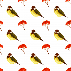 Clipart - Bird and pome seamless pattern