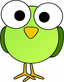 Clipart - Green googley-eye bird