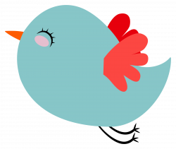 Clipart - Cute Teal Bird with Red Wings