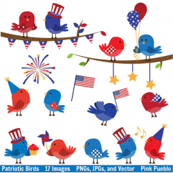 Fourth of July Birds Clipart Clip Art, 4th of July Patriotic ...