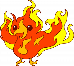 Cute Fiery Phoenix Bird - Free Clip Art