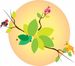 Rainbow Birds On Branch Icons PNG - Free PNG and Icons Downloads