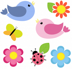 birds clipart | Clipart - Birds Butterfly Ladybug And Flowers No ...