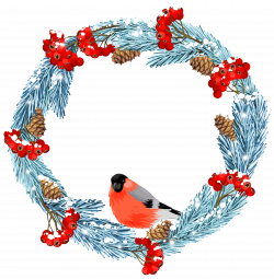 Blue Winter Wreath with Bird PNG Clip Art Image | Gallery ...