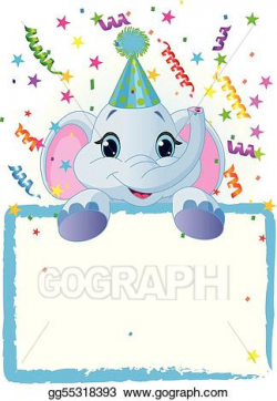 Vector Stock - Baby elephant birthday. Clipart Illustration ...