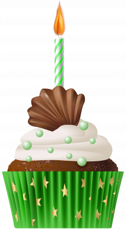 Birthday Muffin Green with Candle PNG Clip Art | Gallery ...