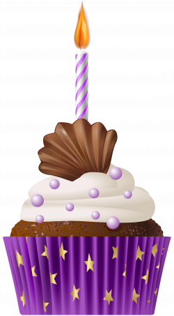 Birthday Muffin Purple with Candle PNG Clip Art | Gallery ...