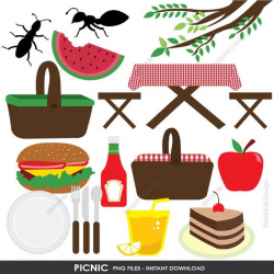 Picnic Party Clipart, Drinks Clipart, Food, Fruits Clipart ...