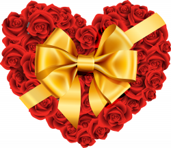 Large Rose Heart with Gold Bow PNG Clipart | Gallery Yopriceville ...