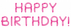 Happy Birthday with Pink Balloons Transparent Clipart | Gallery ...