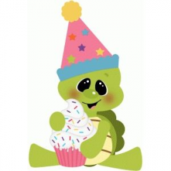 Birthday turtle w cupcake | turtle clipart | Silhouette ...