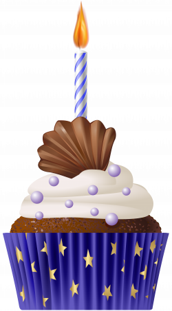 Birthday Muffin Blue with Candle PNG Clip Art | Gallery ...