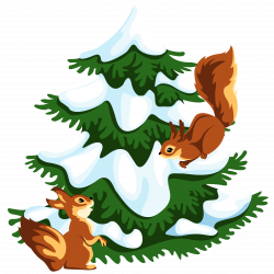 Transparent Snowy Tree with Squirrels PNG Clipart | Gallery ...