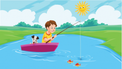 Boy and dog on a boat clipart - Clip Art Library