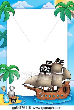Clipart - Frame with pirate ship. Stock Illustration ...
