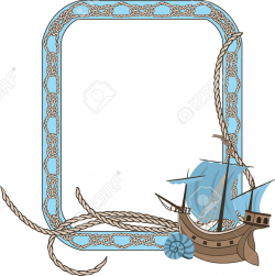 Sea Frame With Knots And Sailing Vessel Royalty Free ...