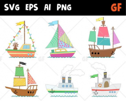 Ships vector clipart, boat clip art, Nautical Clipart, ship clipart, sail  clipart, sailboat printable, boat scrapbooking, svg boat, svg ship