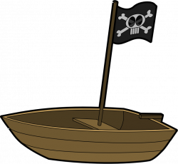 Clipart - Pirate Boat with Pirate Flag