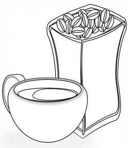clipartist.net » Clip Art » cup of coffee with sack of coffee beans ...