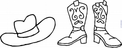 Cowboy Hat Boots Coloring Page Clip Art To Hats - coloring pages