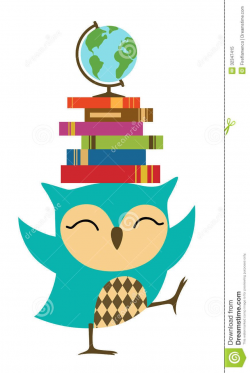 Owl with Books Clip Art | Education Owl Clipart Happy little ...