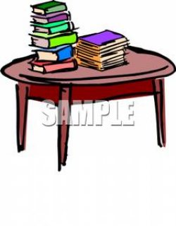 A Stack of Books on a Coffee Table Clip Art Image