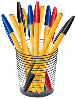 Metal Cup with Pens PNG Clip Art - Best WEB Clipart