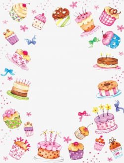 Hand-painted Watercolor Cake Border PNG, Clipart, Baking ...