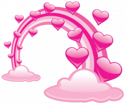 Pink Valentine Clouds With Hearts and Pink Rainbow PNG Clipart ...