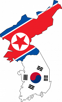 Clipart - North & South Korea Flag Map (No Jeju)