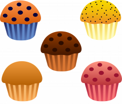 Set of Five Assorted Muffins - Free Clip Art