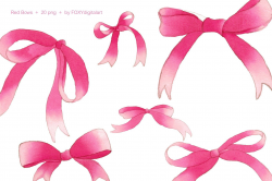Red Bows Watercolor Clipart #banners#birthday#cor#hats ...