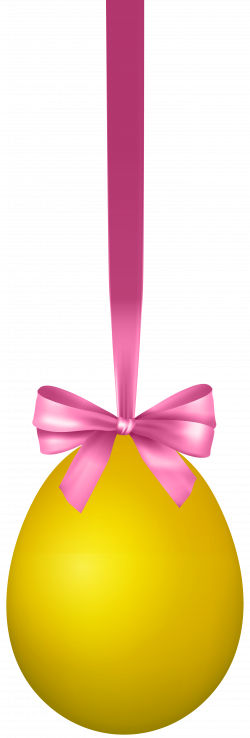 Yellow Hanging Easter Egg with Bow Transparent Clip Art Image ...