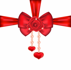 Red Decorative Bow with Rose and Hearts PNG Clipart Picture ...