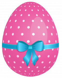 Pink Dotted Easter Egg with Blue Bow PNG Clipart | Gallery ...