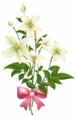 White Flowers with Pink Bow PNG Clipart Image | Gallery ...