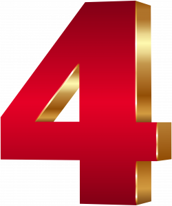 3D Number Four Red Gold PNG Clip Art Image | Gallery Yopriceville ...