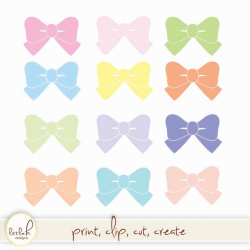 Clipart Bows! 12 Pastel Bows - Digital Files .jpg, .png and Vector Files /  Clip Art Ribbon