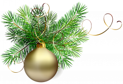 Transparent Gold Christmas Ball with Pine Clipart | Gallery ...