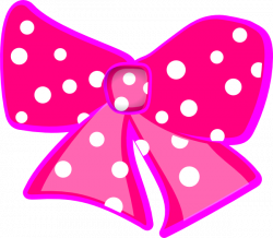 Hot Pink Bow With White Polka Dots Clipart