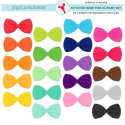 Stitched Bow Ties Clipart Set - clip art set of bow ties ...