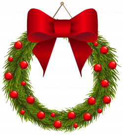 Christmas Pine Wreath with Red Bow PNG Clipart Picture | Gallery ...