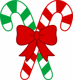 Christmas Candy Canes With Bow - Free Clip Art