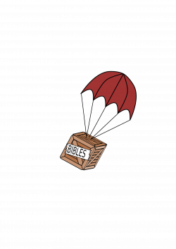 Clipart - Parachute on box of bibles
