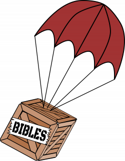 Clipart - Parachute on Box of Bibles Improved