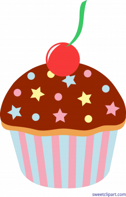 Chocolate Cupcake With Sprinkles Clip Art - Sweet Clip Art